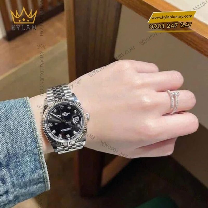 Đồng hồ Rolex Datejust 36mm 126234-0027 mặt số đen nạm kim cương