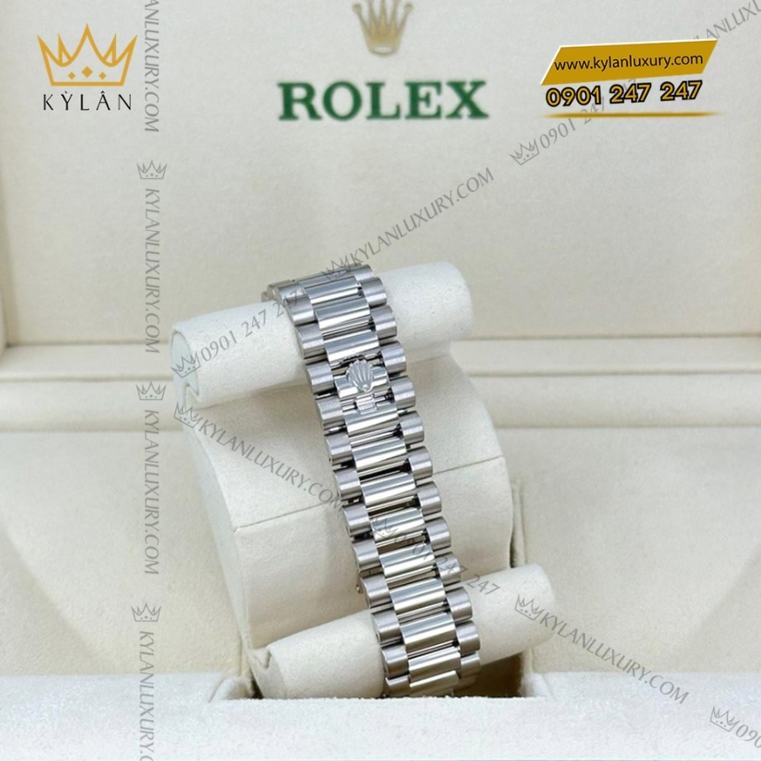 Kỳ Lân Luxury rolex day date 36 128239 0005 mat bac coc baton 5 Đồng hồ Rolex Day Date 36 mặt bạc cọc baton 128239-0005