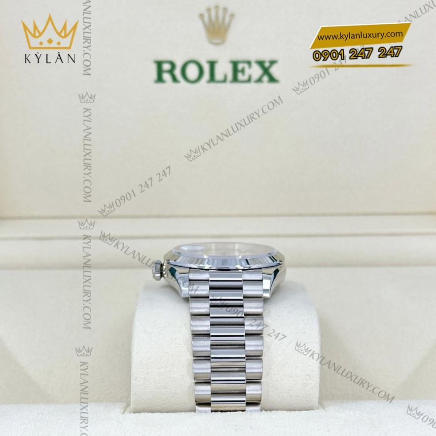 Kỳ Lân Luxury rolex day date 36 128239 0005 mat bac coc baton 8 Đồng hồ Rolex Day Date 36 mặt bạc cọc baton 128239-0005