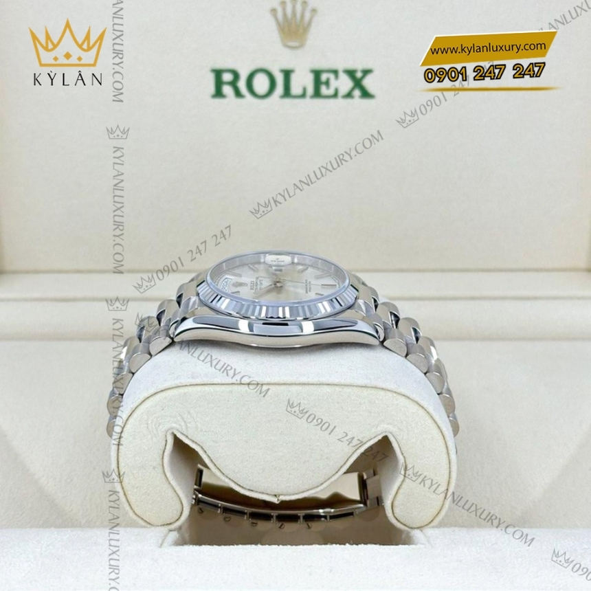 Kỳ Lân Luxury rolex day date 36 128239 0005 mat bac coc baton 9 Đồng hồ Rolex Day Date 36 mặt bạc cọc baton 128239-0005