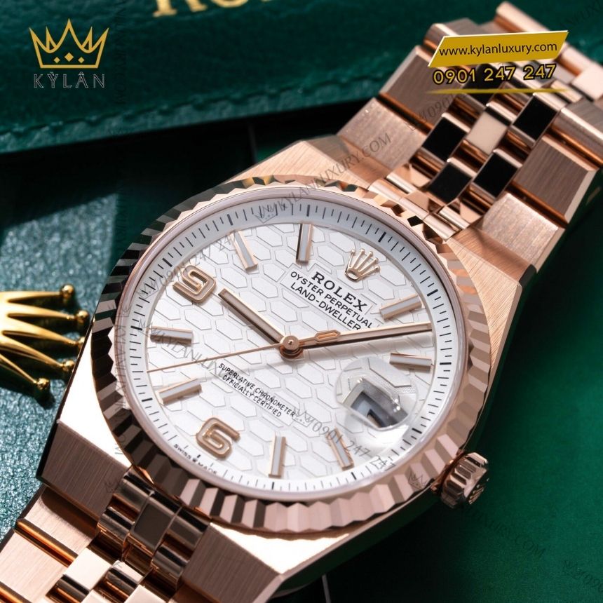 Kỳ Lân Luxury rolex land dweller 36 127235 0001 vang hong 4 Đồng hồ Rolex Land-Dweller 36 127235-0001 vàng hồng