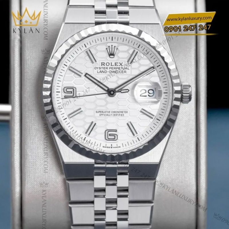 Đồng hồ Rolex Land-Dweller 36 127234-0001 trắng họa tiết tổ ong