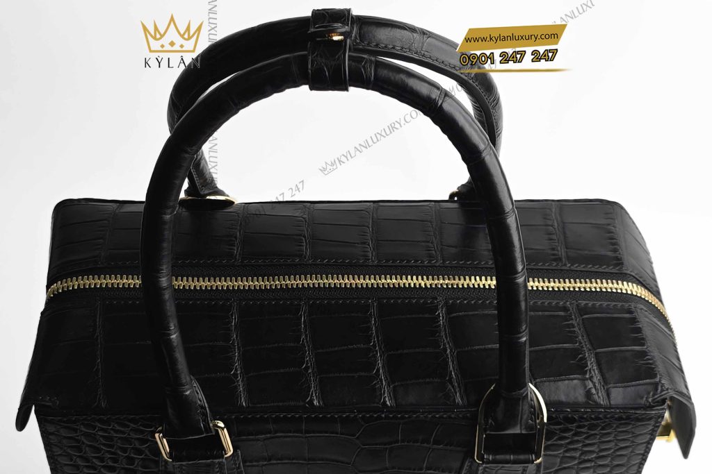 Kỳ Lân Luxury tui xach nam da ca alligator black 10 Túi xách nam da cá Alligator black