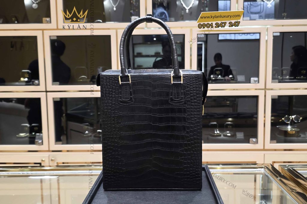 Kỳ Lân Luxury tui xach nam da ca alligator black 2 Túi xách nam da cá Alligator black