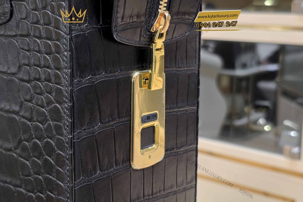 Kỳ Lân Luxury tui xach nam da ca alligator black 3 Túi xách nam da cá Alligator black