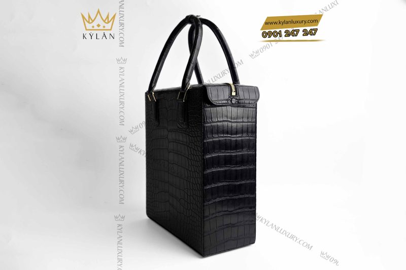 Túi xách nam da cá Alligator black