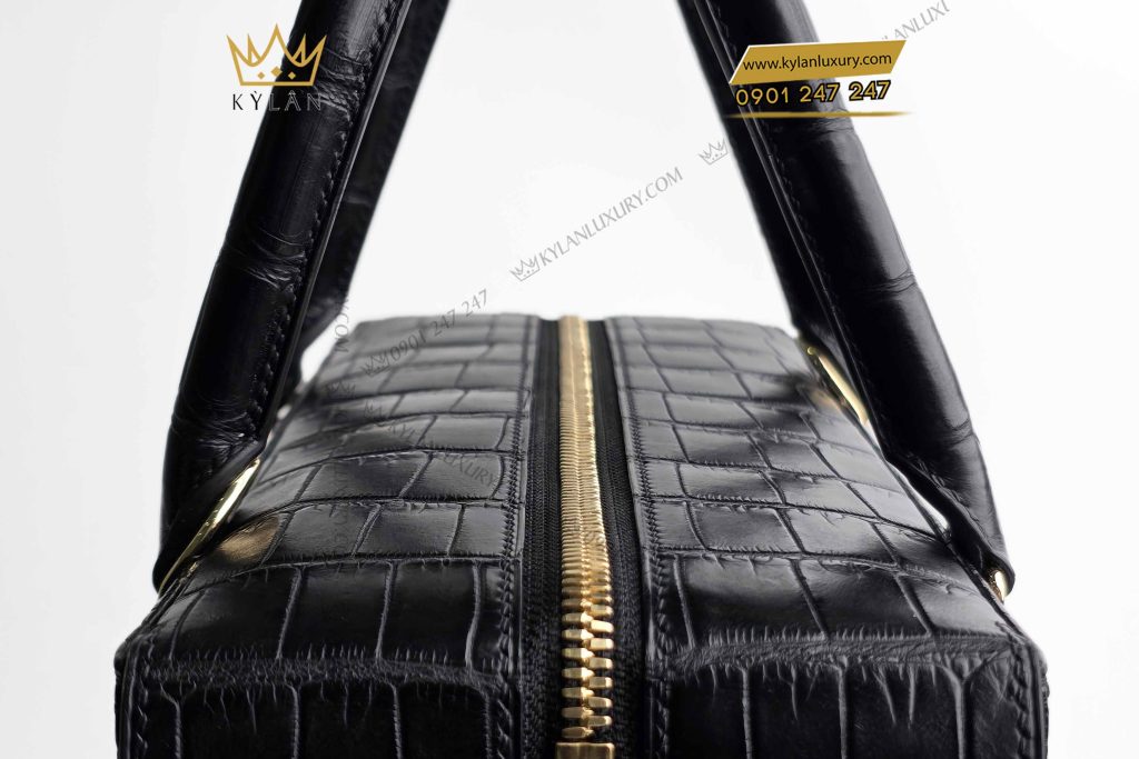 Kỳ Lân Luxury tui xach nam da ca alligator black 6 Túi xách nam da cá Alligator black