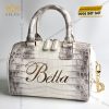 Túi xách nữ full da cá Alligator đính logo chữ Bella vàng nguyên khối Au750