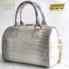  Túi xách nữ full da cá Alligator đính logo chữ Bella vàng nguyên khối Au750