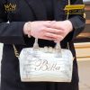  Túi xách nữ full da cá Alligator đính logo chữ Bella vàng nguyên khối Au750