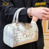  Túi xách nữ full da cá Alligator đính logo chữ Bella vàng nguyên khối Au750
