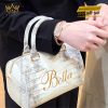  Túi xách nữ full da cá Alligator đính logo chữ Bella vàng nguyên khối Au750
