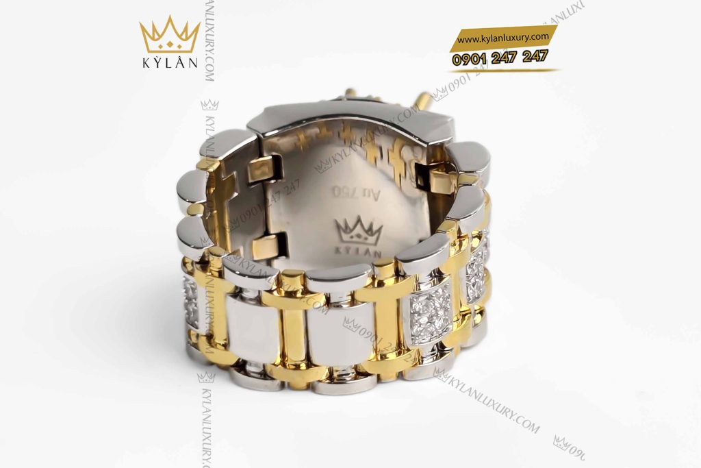 Kỳ Lân Luxury vo nhan rolex demi vang au750 dinh kim cuong 4 Vỏ nhẫn Rolex demi vàng nguyên khối Au750 đính kim cương