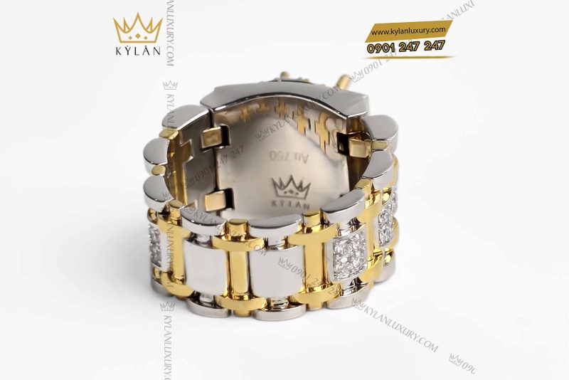 Vỏ nhẫn Rolex demi vàng nguyên khối Au750 đính kim cương