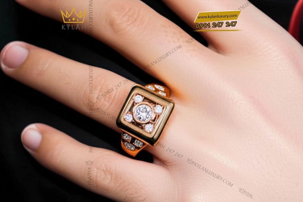 Nhẫn Valor vàng nguyên khối Au750 đính kim cương
