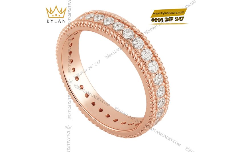 Nhẫn Valoria vàng hồng nguyên khối Au750 đính kim cương