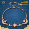 Lắc tay Celestia vàng hồng nguyên khối Au750 đính kim cương