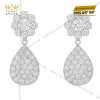 Bông tai Dewdrop vàng trắng nguyên khối Au750 đính kim cương