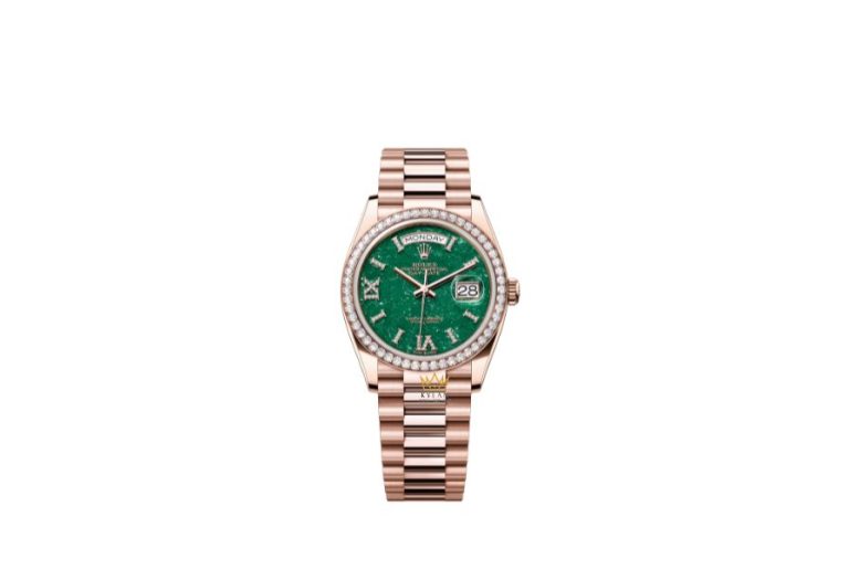 Rolex Day-Date 36mm 128345RBR mặt đá aventurine xanh nạm kim cương
