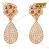 Bông tai Camellia Dewdrop vàng hồng nguyên khối Au750 đính kim cương