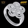 Nhẫn The Diamond Clover vàng trắng nguyên khối Au750 đính kim cương