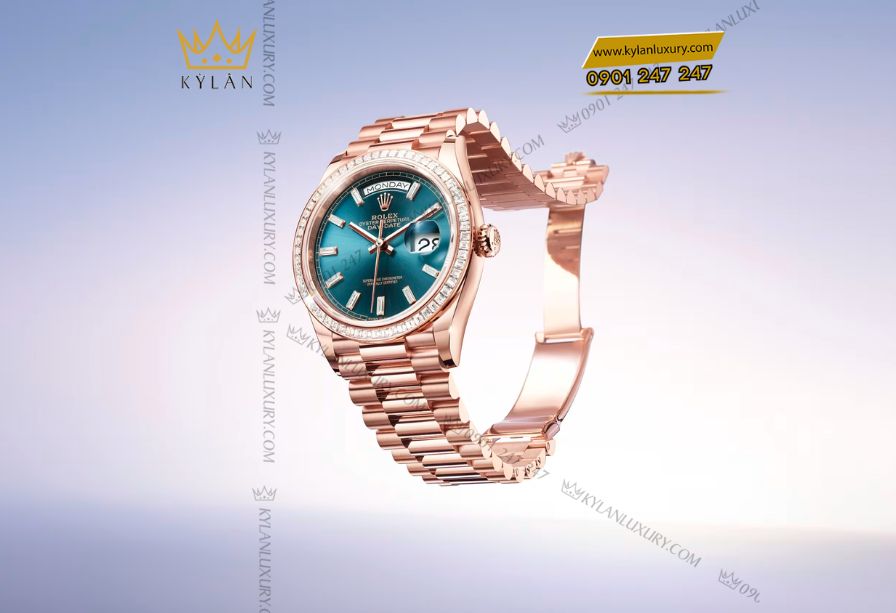 Kỳ Lân Luxury 1 39 Rolex Day-Date 36mm 128395TBR mặt số xanh lục nam