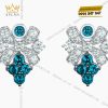 Bông Tai Ocean Bloom vàng trắng nguyên khối Au750 đính kim cương và đá quý