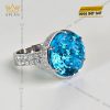 Nhẫn vàng trắng nguyên khối Au750 đính viên chủ đá quý Topaz