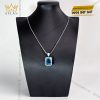 Dây chuyền vàng trắng nguyên khối Au750 đính viên chủ đá quý Topaz