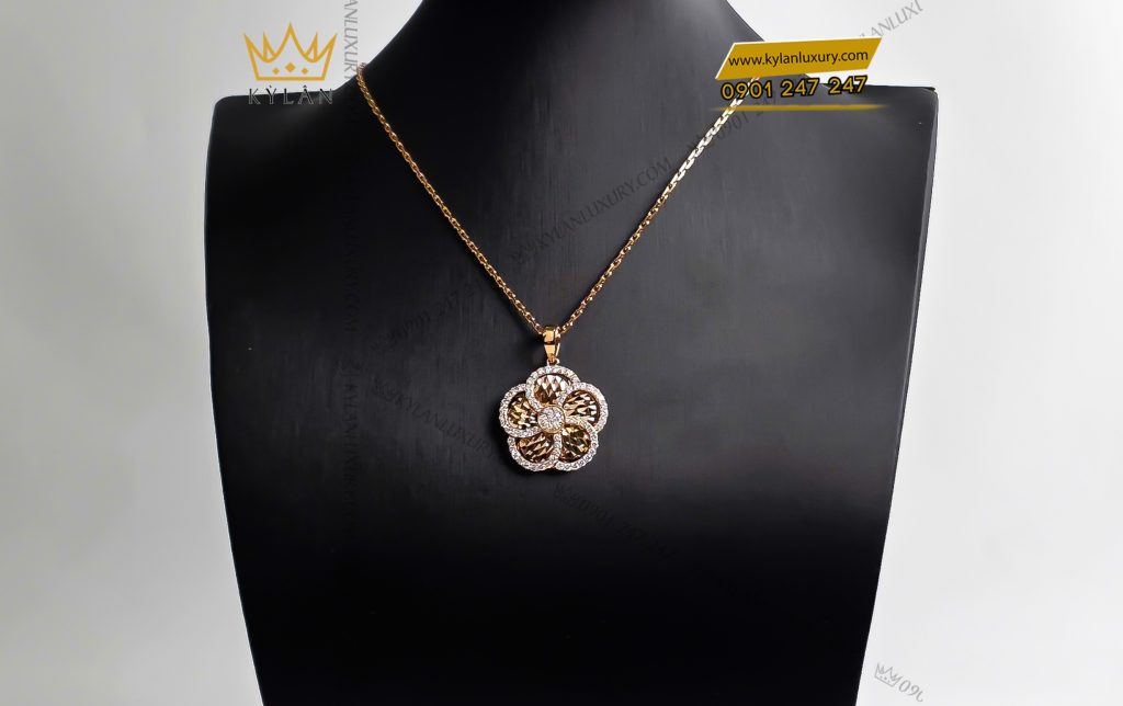 Kỳ Lân Luxury 1 61 Dây Chuyền The Rose Bloom vàng hồng nguyên khối Au750 đính kim cương