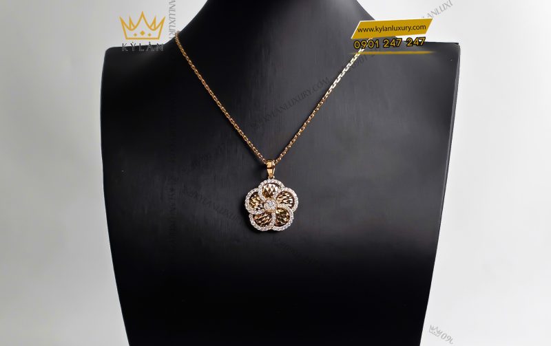 Dây Chuyền The Rose Bloom vàng hồng nguyên khối Au750 đính kim cương