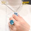 Nhẫn vàng trắng nguyên khối Au750 đính viên chủ đá quý Topaz