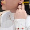 Nhẫn ngôi sao đỏ vàng hồng nguyên khối Au750 đính kim cương