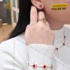 Cặp bông tai ngôi sao vàng hồng nguyên khối Au750 đính kim cương