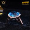 Nhẫn vàng nguyên khối Au750 đính đá Topaz hình trái tim