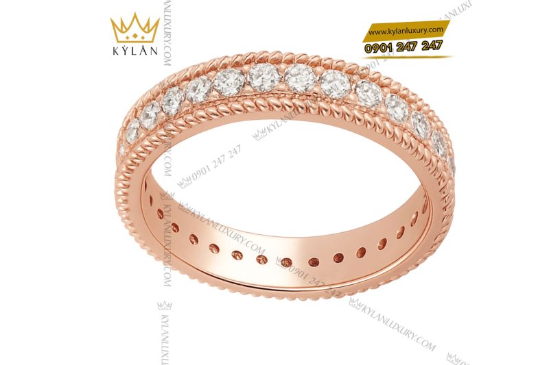 Nhẫn Valoria vàng hồng nguyên khối Au750 đính kim cương
