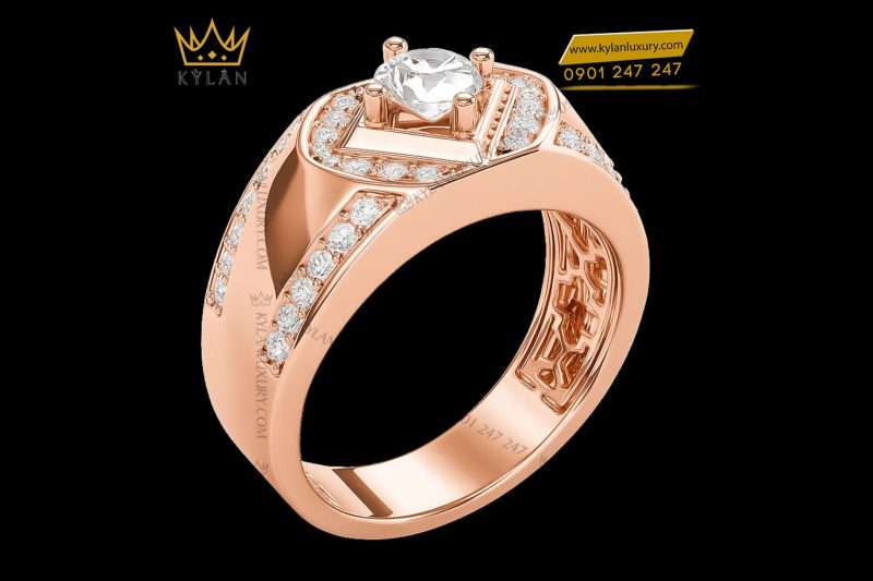 Nhẫn Noble Radiance vàng hồng nguyên khối Au750 đính kim cương