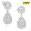 Bông tai Dewdrop vàng trắng nguyên khối Au750 đính kim cương