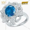 Nhẫn The Serenity vàng trắng nguyên khối Au750 đính kim cương và đá quý
