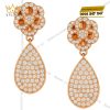 Bông tai Camellia Dewdrop vàng hồng nguyên khối Au750 đính kim cương
