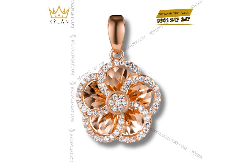 Dây Chuyền The Rose Bloom vàng hồng nguyên khối Au750 đính kim cương