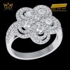 Nhẫn The Diamond Clover vàng trắng nguyên khối Au750 đính kim cương