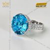 Nhẫn vàng trắng nguyên khối Au750 đính viên chủ đá quý Topaz