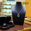 Dây chuyền vàng trắng nguyên khối Au750 đính viên chủ đá quý Topaz