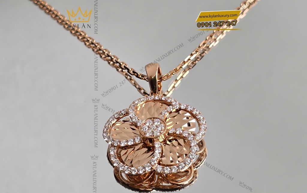 Kỳ Lân Luxury 2 59 Dây Chuyền The Rose Bloom vàng hồng nguyên khối Au750 đính kim cương