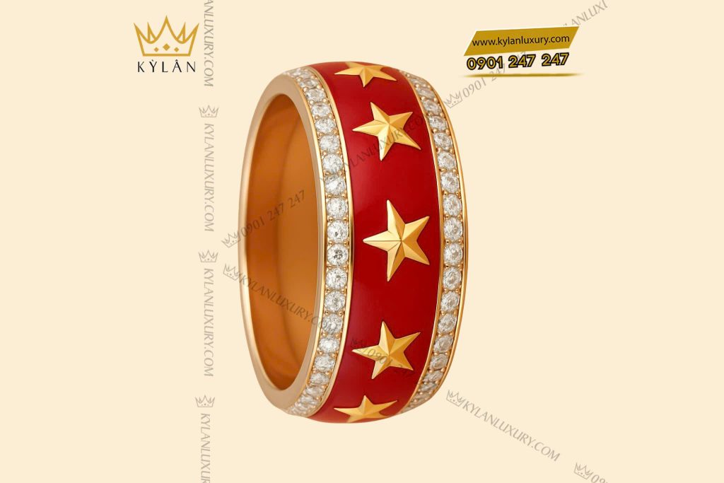 Kỳ Lân Luxury 23 Nhẫn ngôi sao vàng nguyên khối Au750 đính kim cương