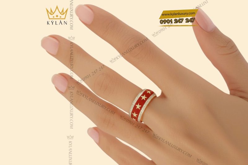 Nhẫn ngôi sao vàng nguyên khối Au750 đính kim cương