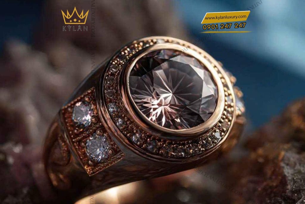 Kỳ Lân Luxury 2903c7b1478ecfd0969f Nhẫn Aegis kim cương vàng nguyên khối Au750 đính đá quý