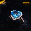 Nhẫn vàng nguyên khối Au750 đính đá Topaz hình trái tim
