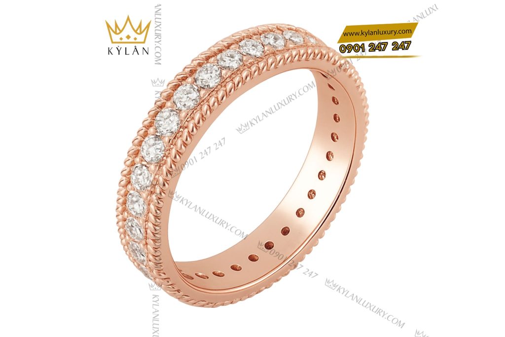 Nhẫn Valoria vàng hồng nguyên khối Au750 đính kim cương